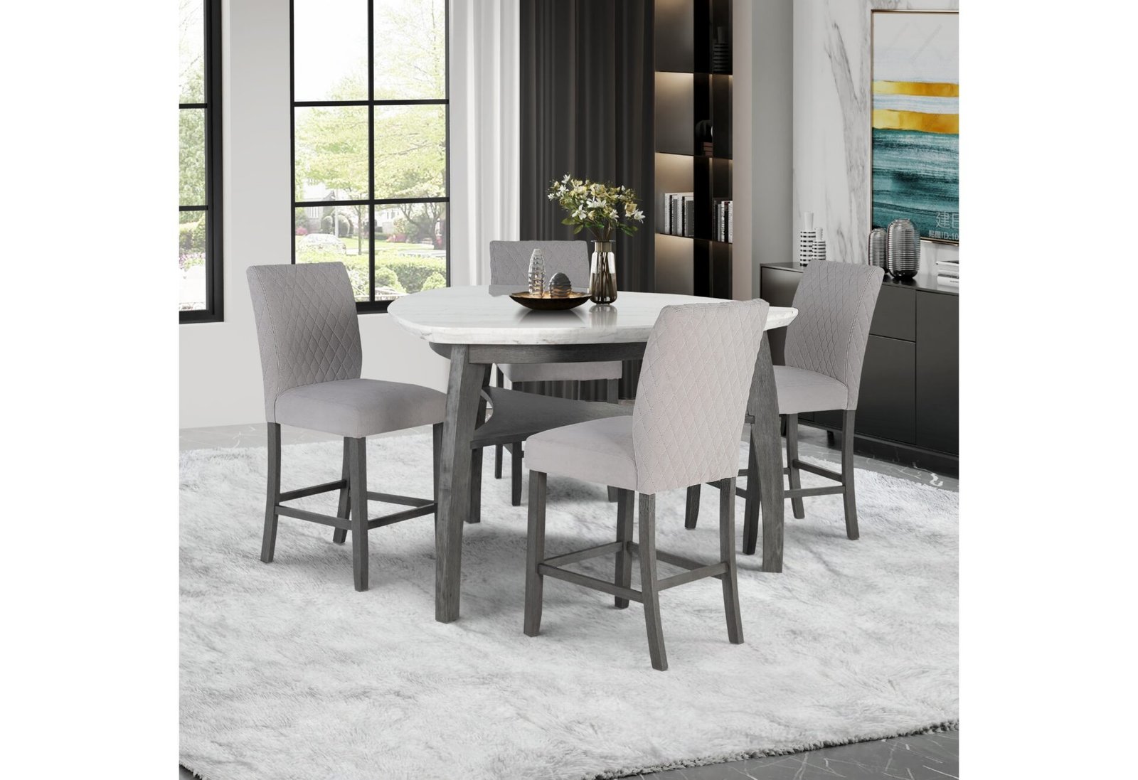 D8192 TRIANGLE BAR TABLE + 6 BAR STOOLS