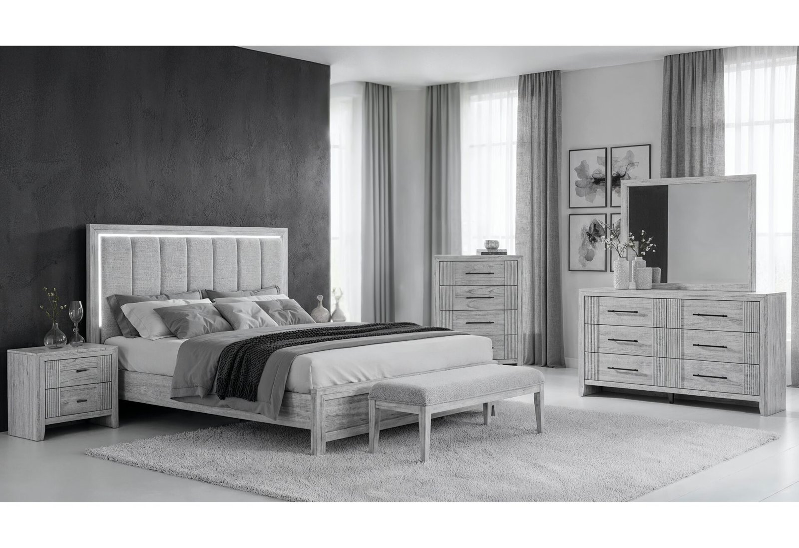 ELSIE GREY QUEEN BED GROUP