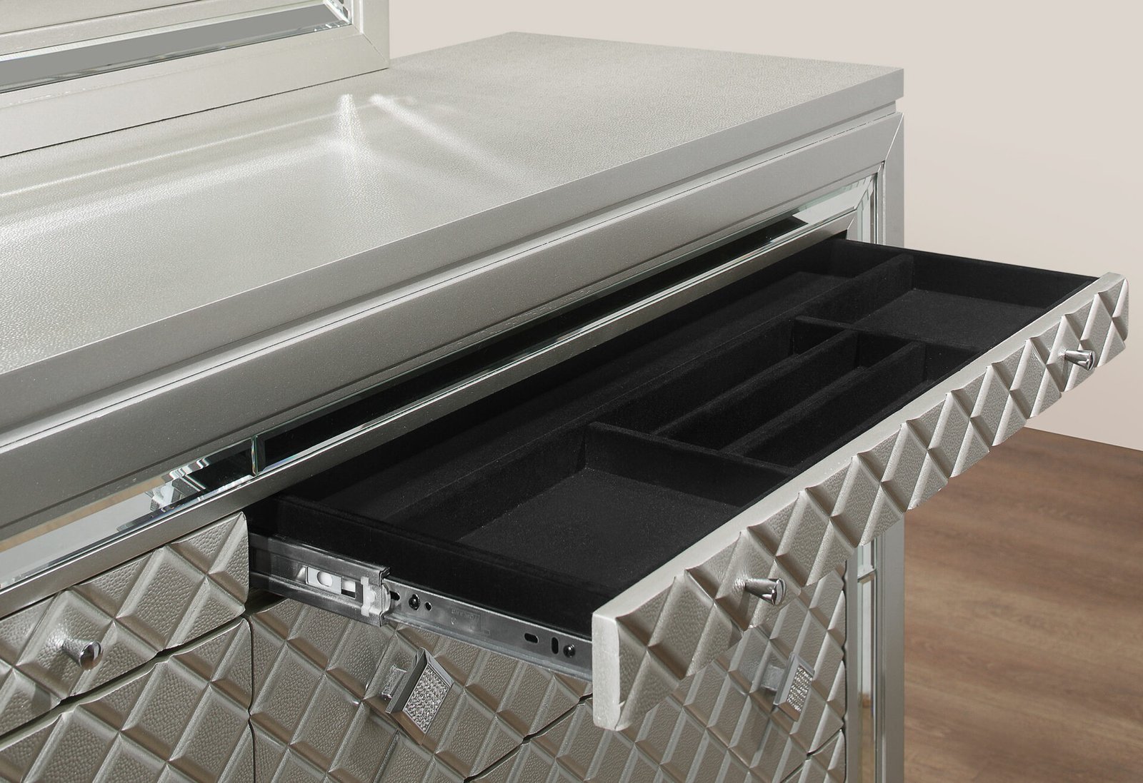 paris champagne king bed group with led