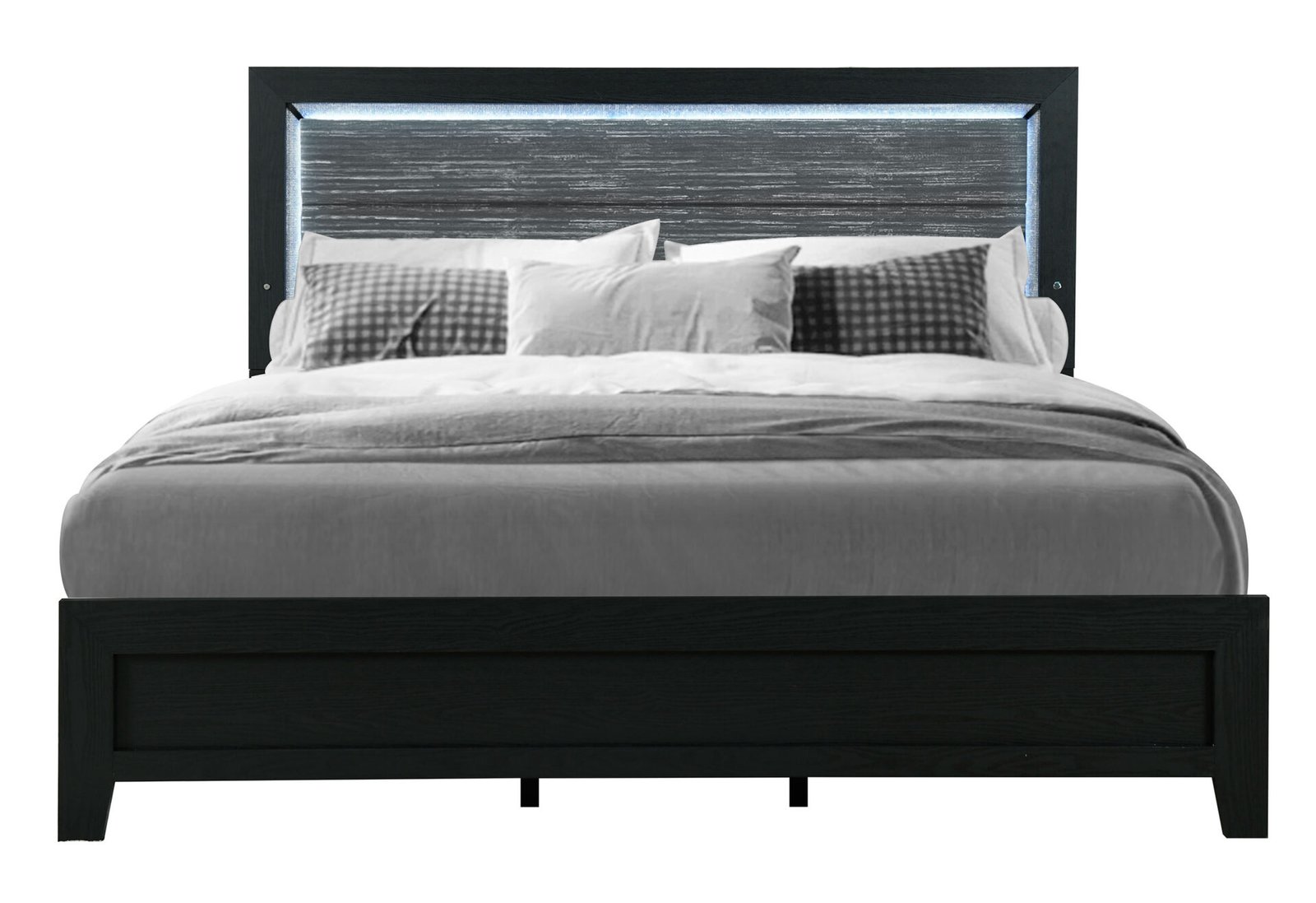 REID BLACK KING BED WITH LED