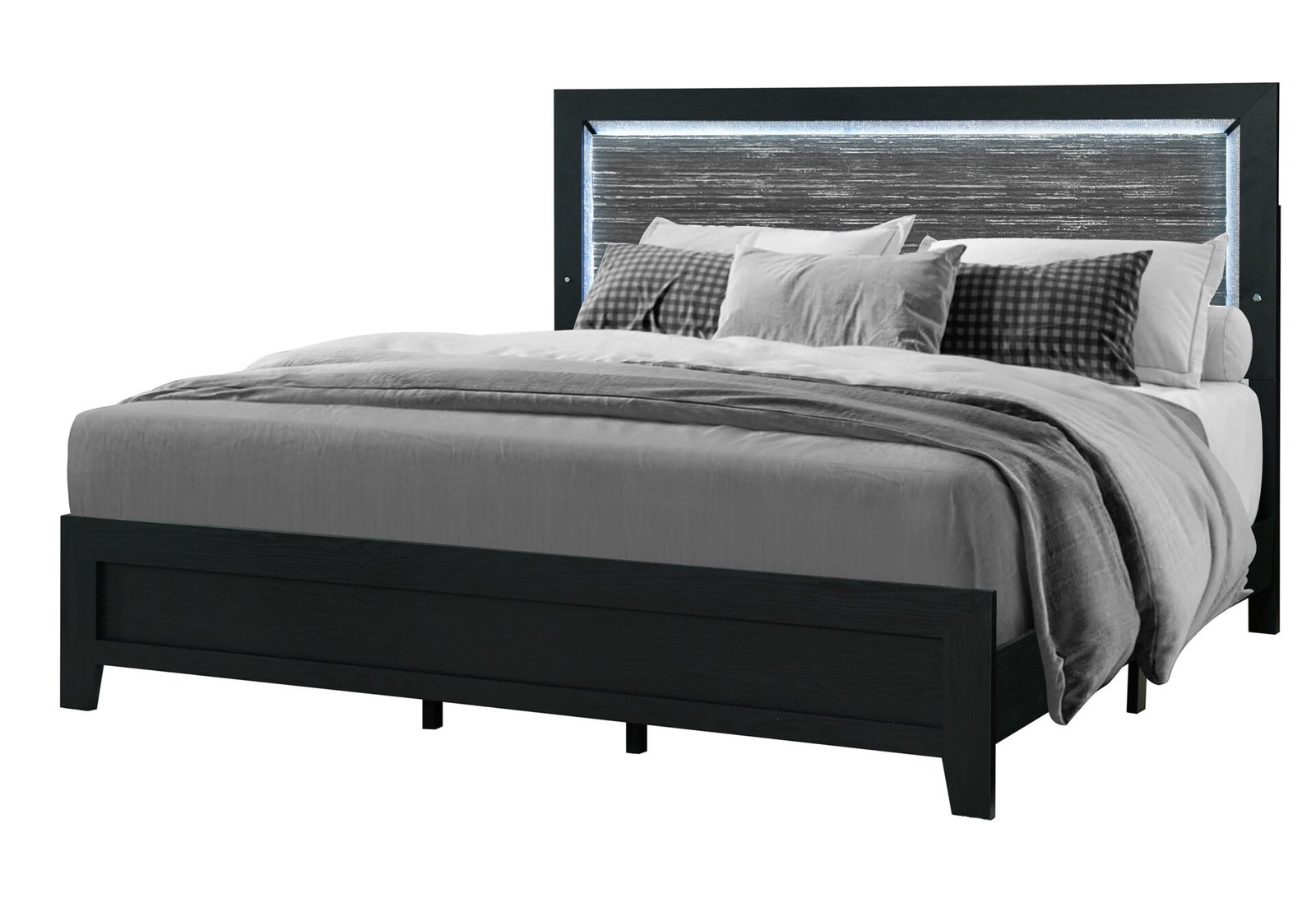 reid black queen bed group with led