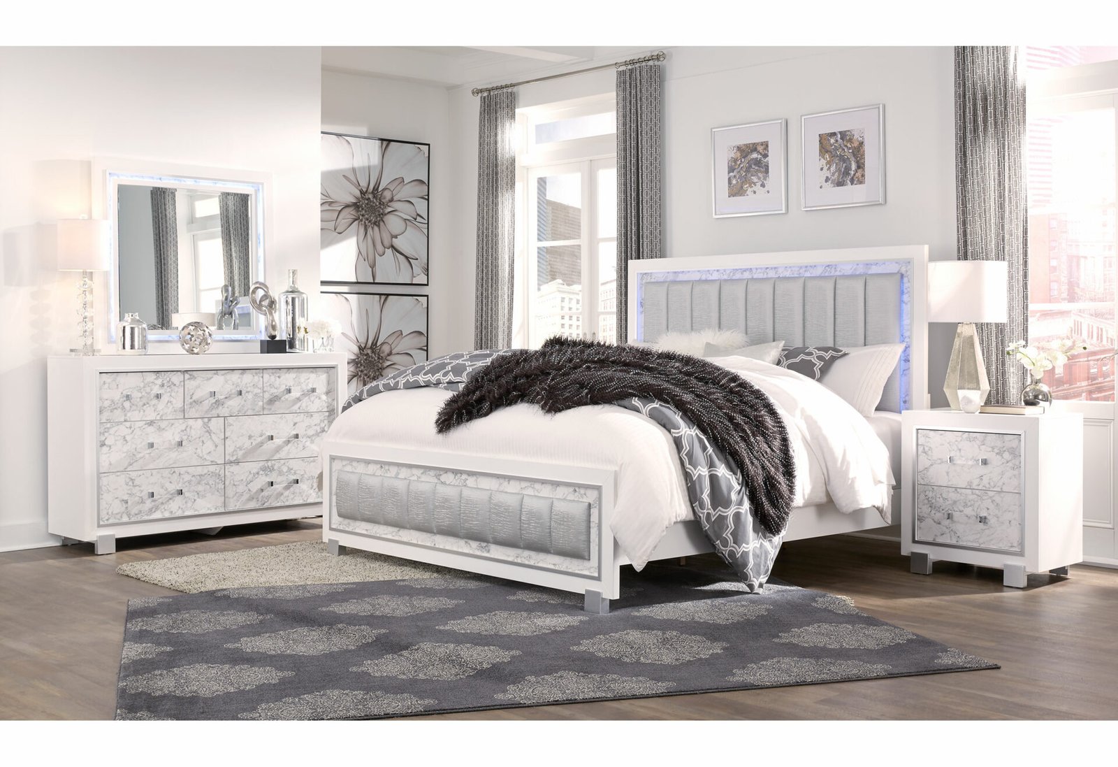 santorini white full bed