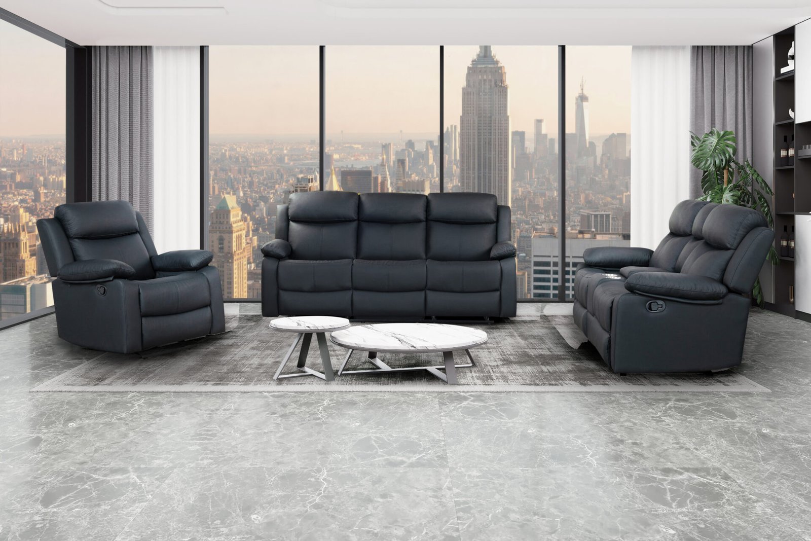 U6026 BLACK PU 72A REC SOFA/CONSOLE REC LOVESEAT W/LED & SPEAKER/REC