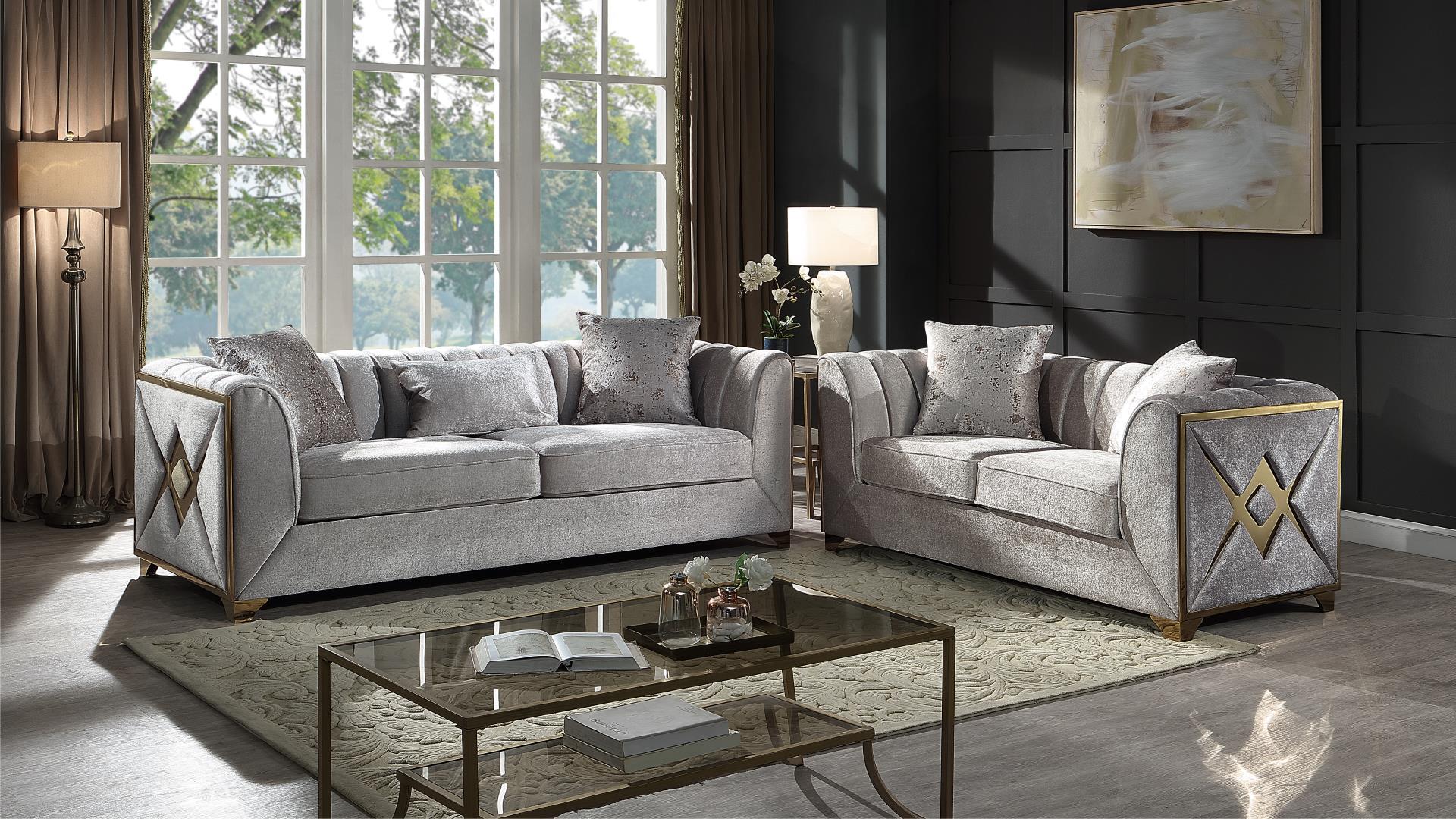 VELENCIA 2 PC LIVING ROOM SET IN CREAM