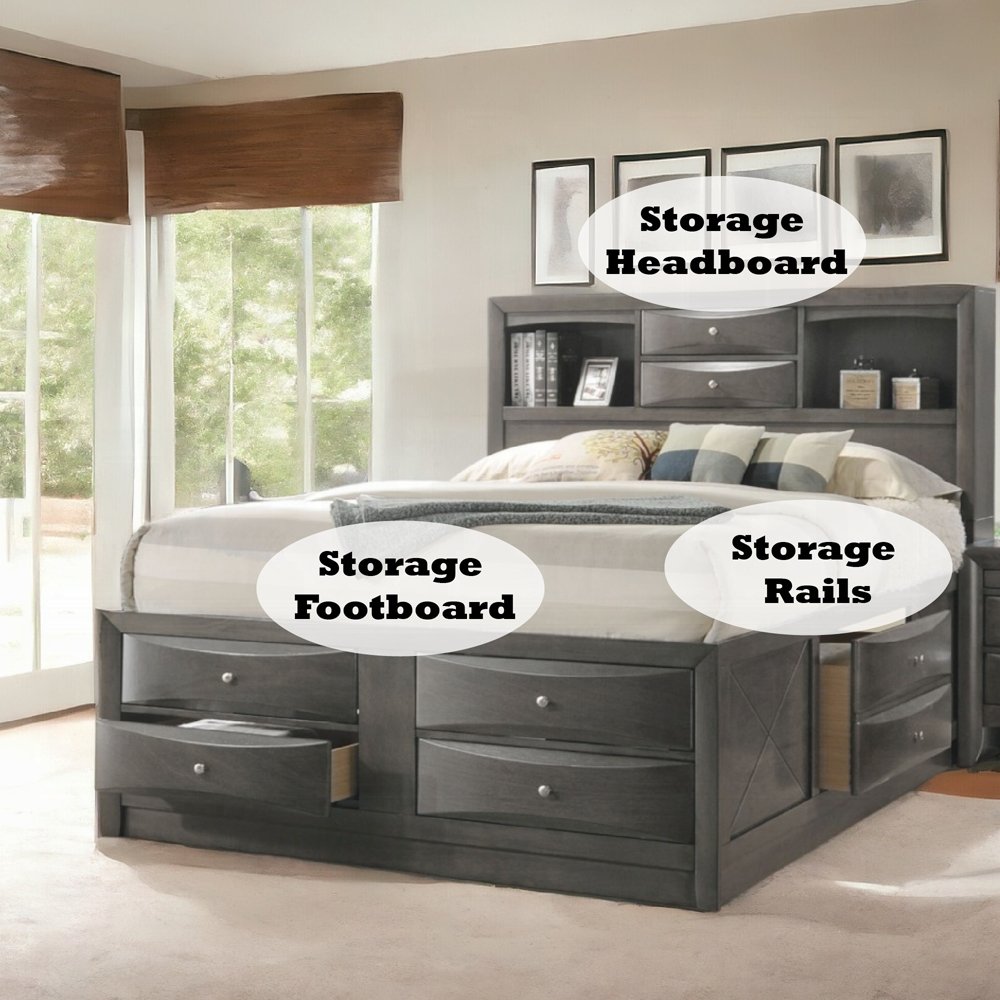 ireland queen bed w/storage