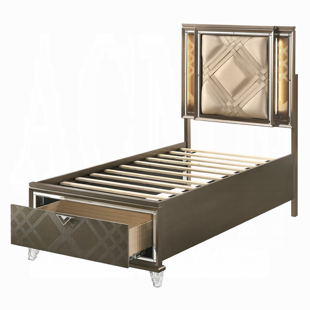 skylar full bed w/led & storage