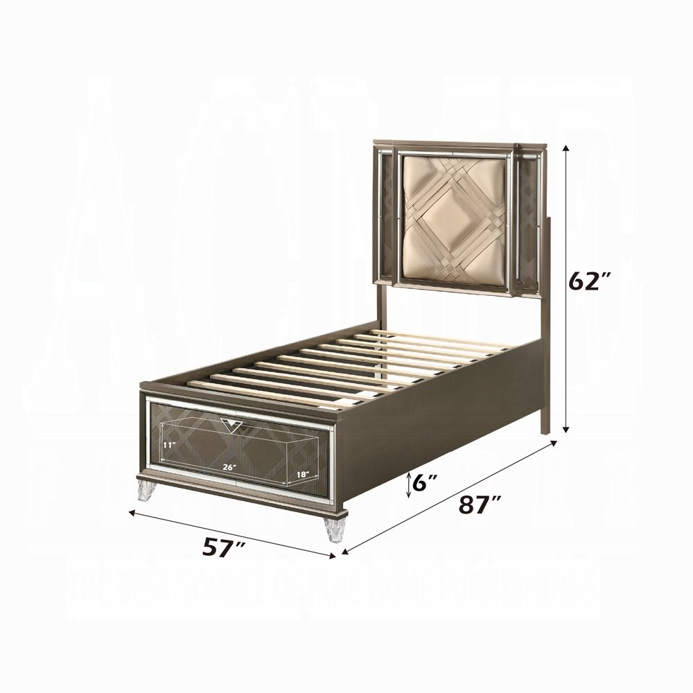 skylar full bed w/led & storage