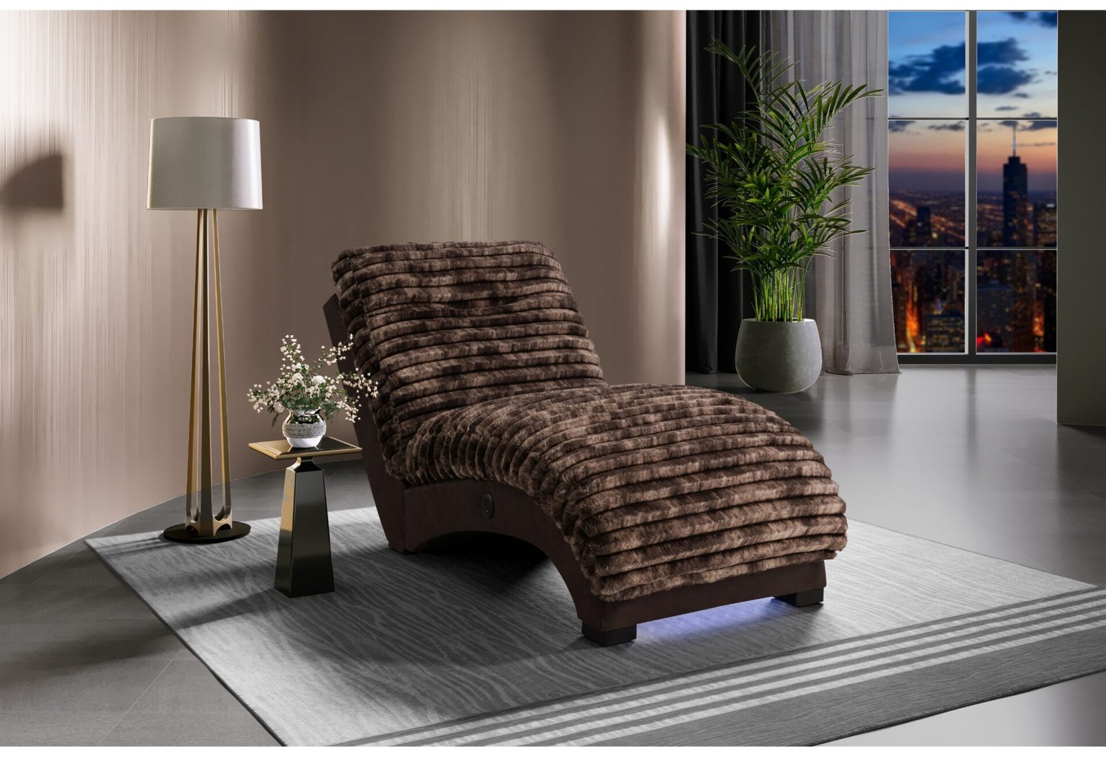 DOMINIC MINK/JAVA CHAISE WITH USB