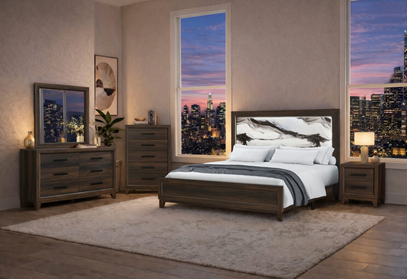 HARMONY BROWN QUEEN BED GROUP
