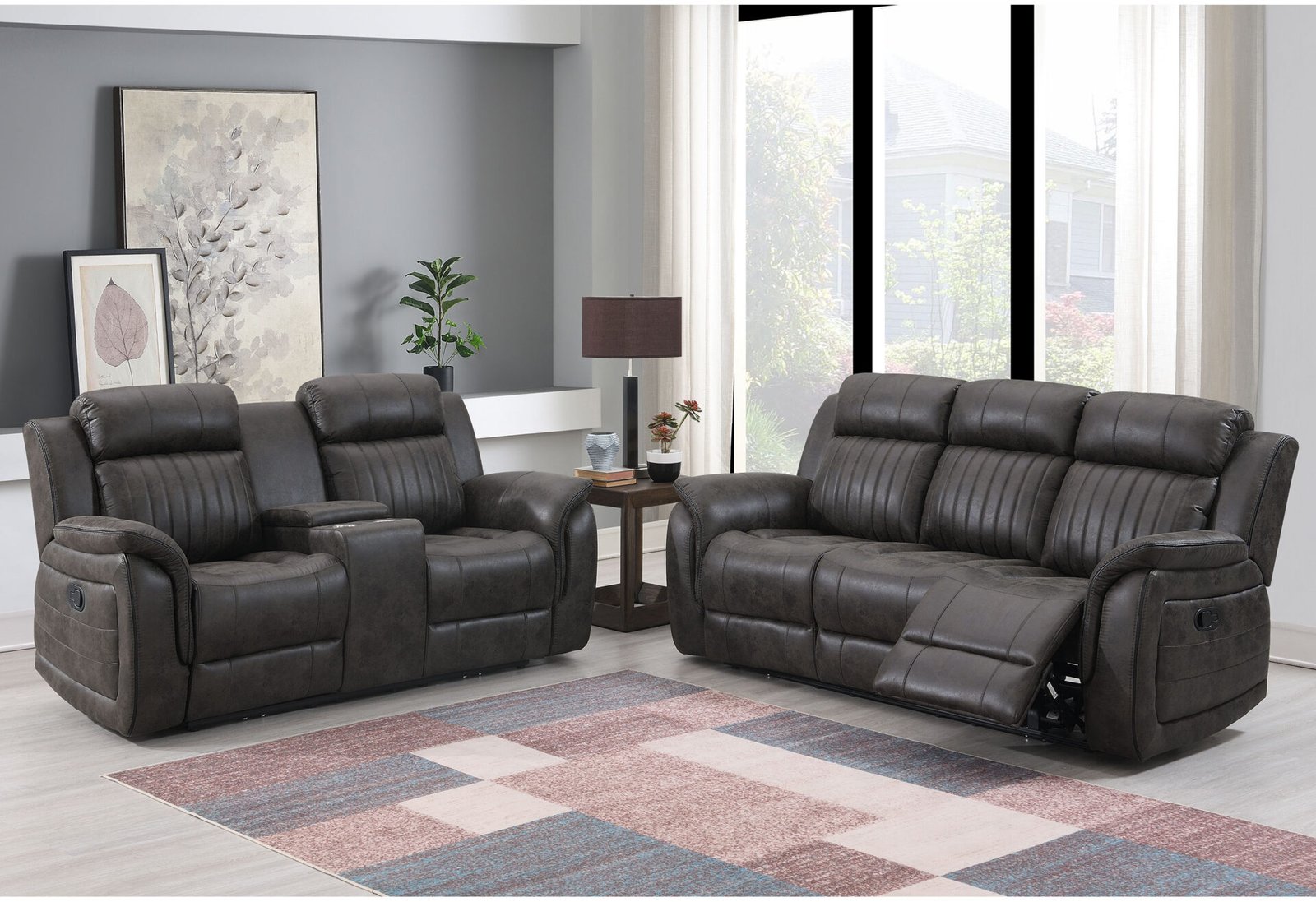 u8517 grey console reclining loveseat