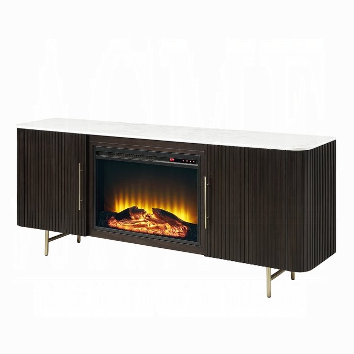 clayten server w/marble top & fireplace