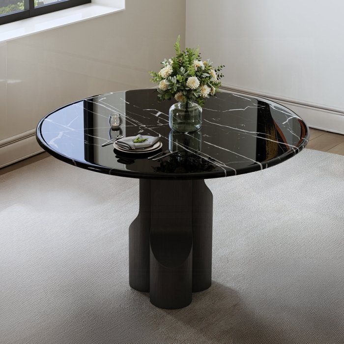 Kinton Round Dining Table w/Natural Marble Top