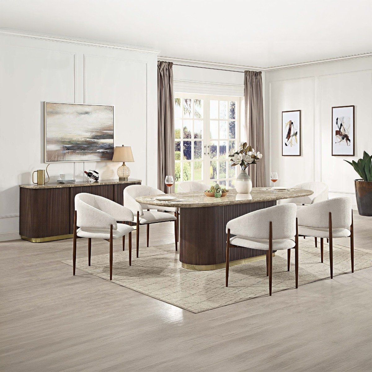 clayten dining table w/natural marble top