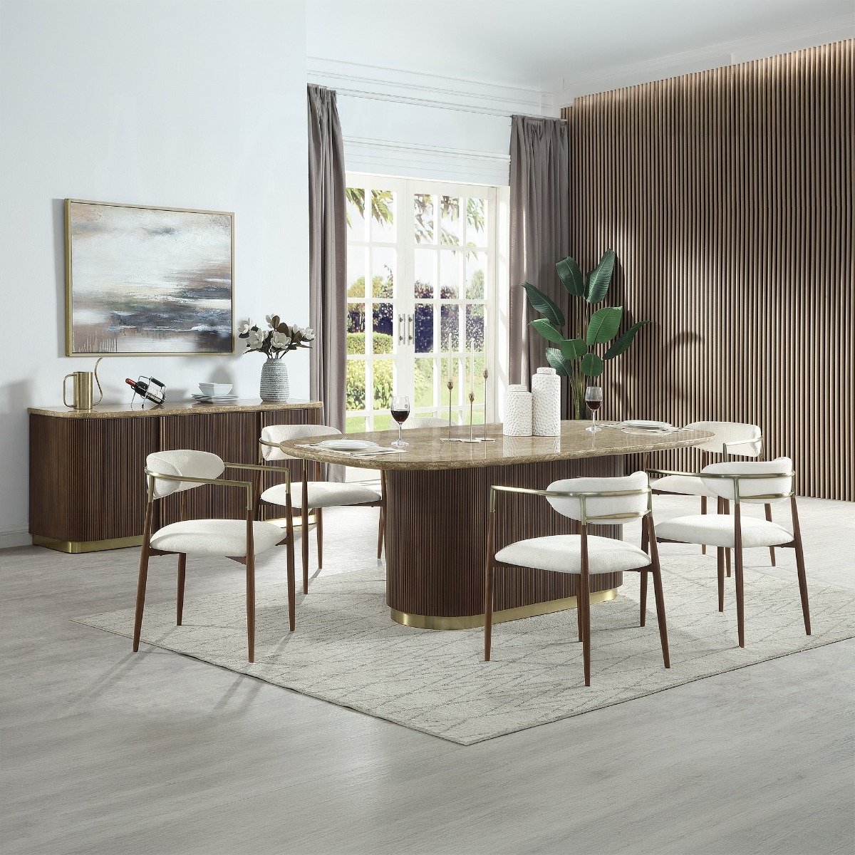 clayten dining table w/natural marble top