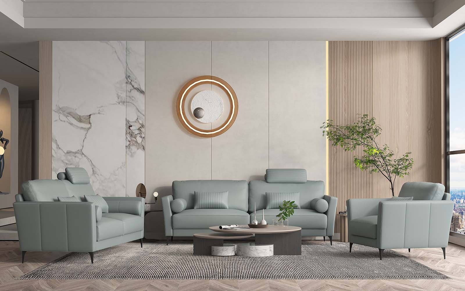 Tussio Loveseat W/5 Pillows