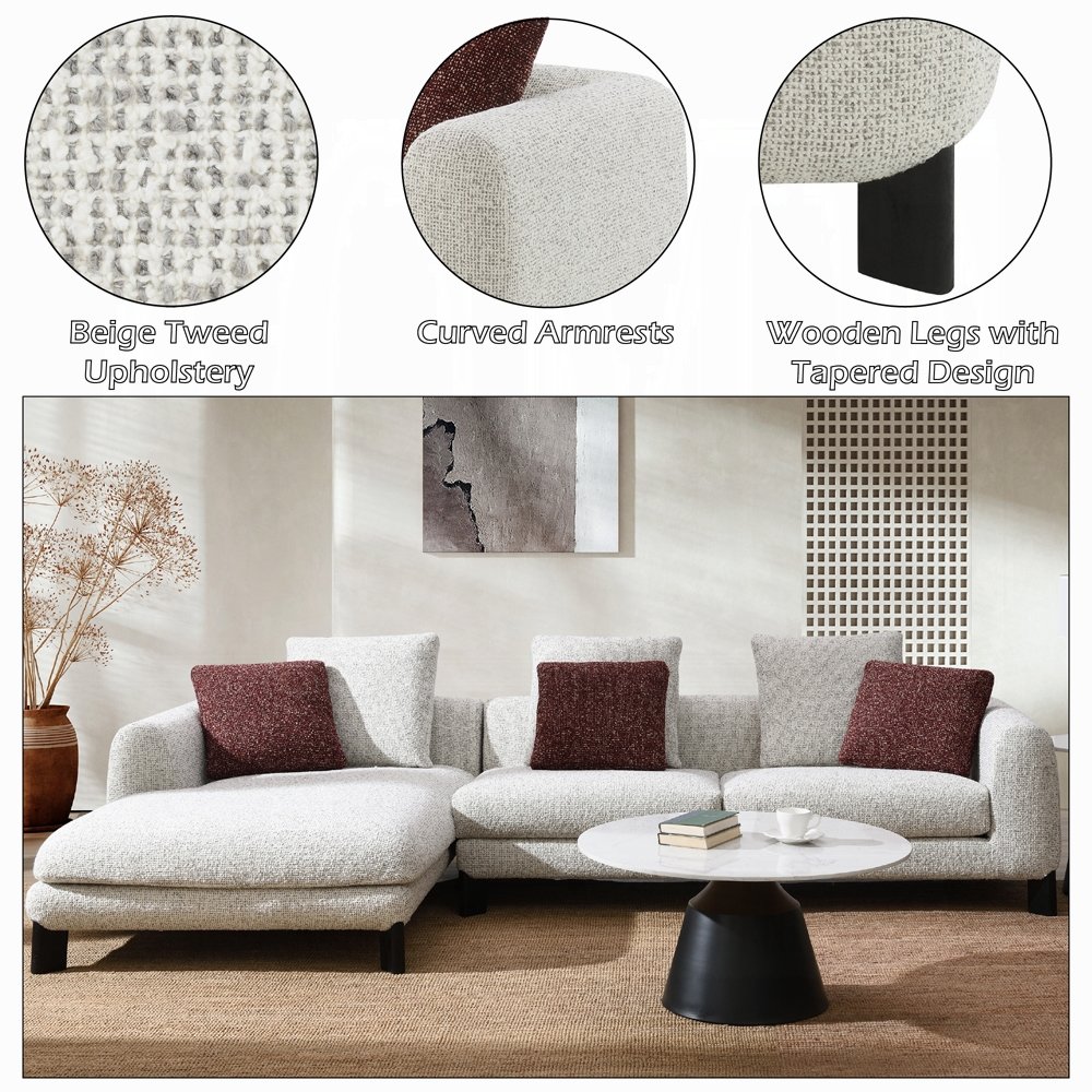 mardi sectional sofa w/6 pillows
