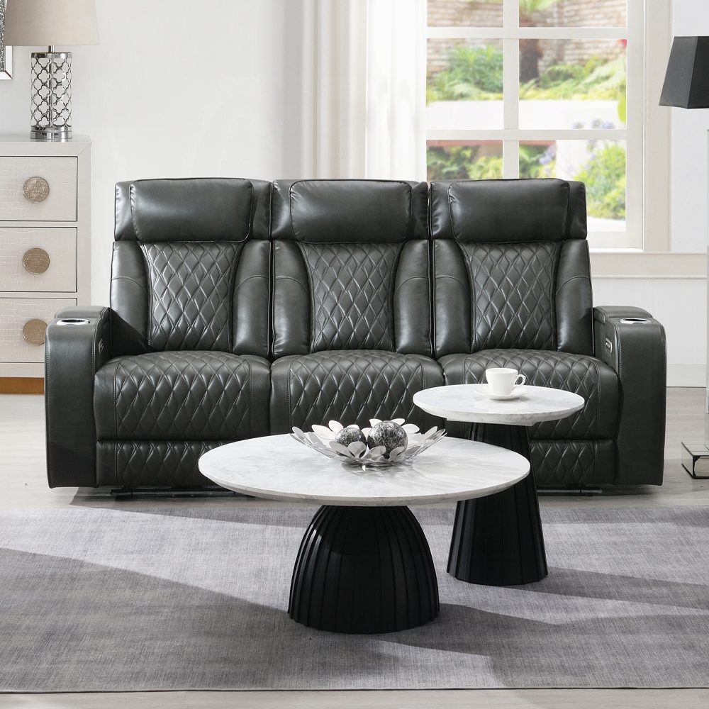 Taddeo Power Motion Sofa w/Power Headrest, USB, Wireless Charger, LED & Reading Light